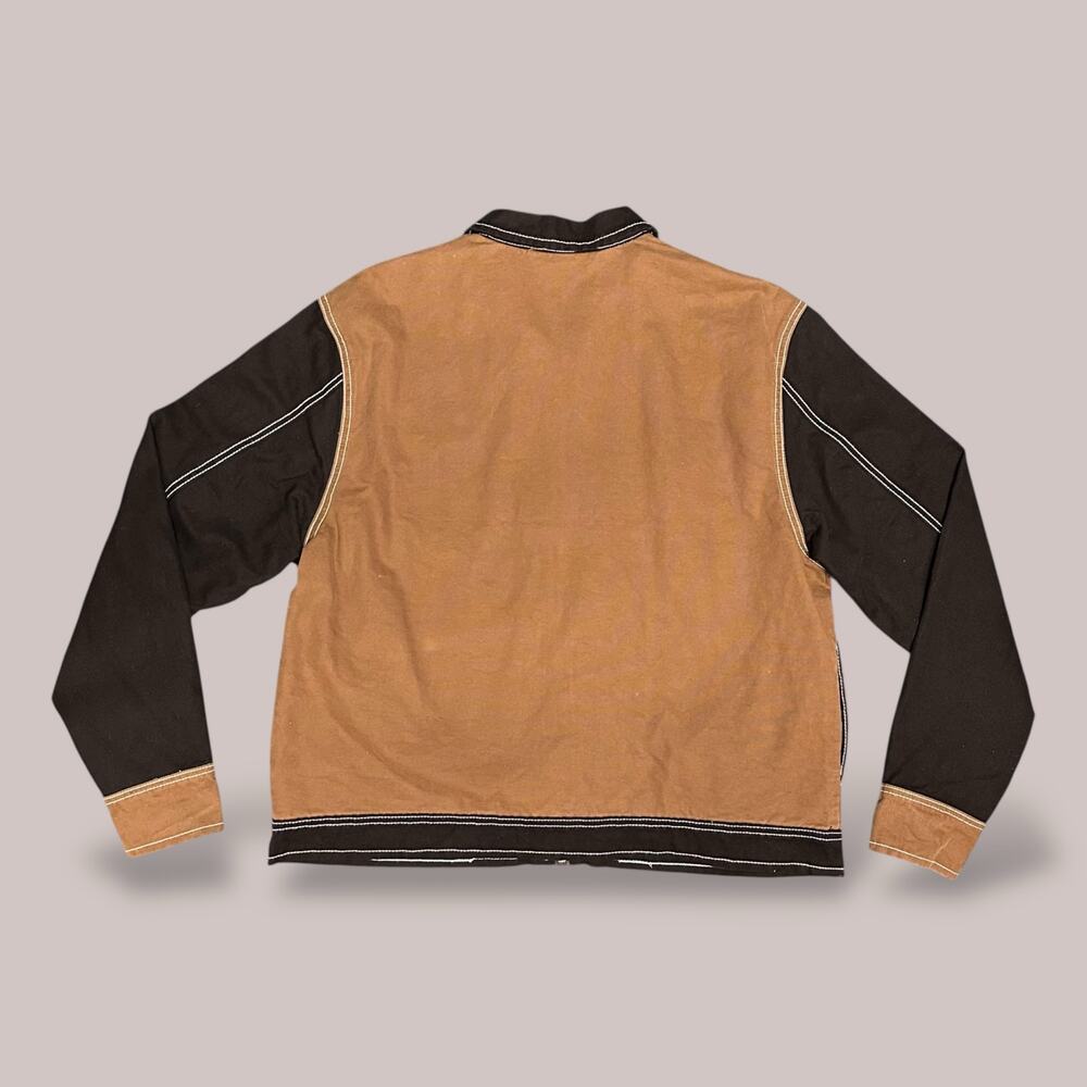 PacSun Brown/Black Contrast Stitch Canvas Zip Jacket - Men’s Size Large - Picture 2 of 7